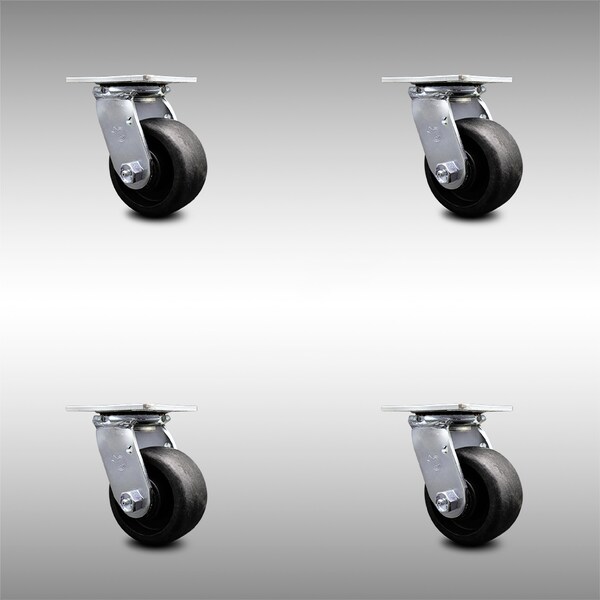4 Inch SS Glass Filled Nylon Wheel Swivel Caster Set with Ball Bearings SCC